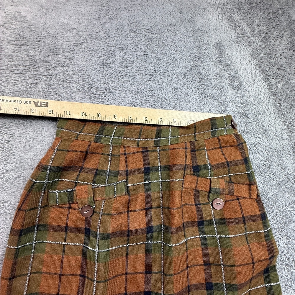 Vintage 60s 70s Mr Do Plaid Pencil Skirt High Waist Wool Blend Midi Womens XS - Picture 8 of 8